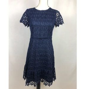 Sail to Sable Women's Navy Blue Lace A-Line Dress